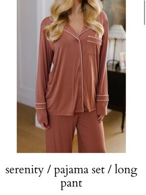 Serenity Bamboo Long Pant Pajama Set - Rosewood